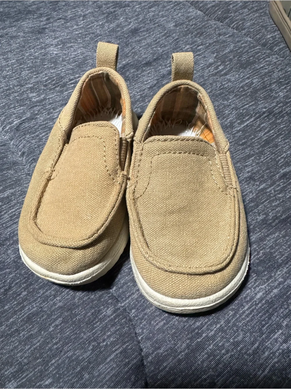 wonder nation Tan Canvas Slip-On Sneakers for Kids